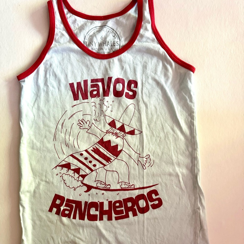 Tiny Whales Kids Wavos Rancheros Tank Top - White and Red